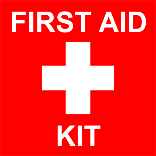 First Aid Kit With Medical Symbol Engraved Sign 6 X 6 HC Brands