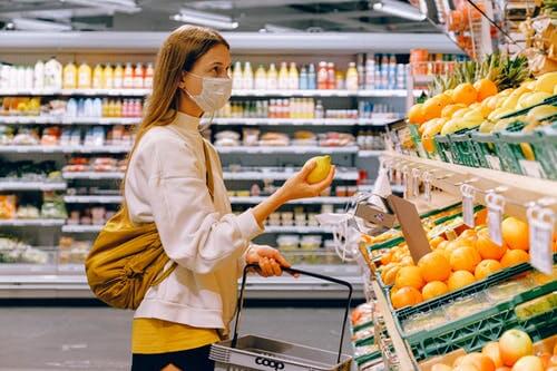 Woman in Grocery Store with Mask On